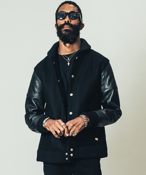 CRIMIE（クライミー） スタジャン M ブラック×ホワイト メンズ