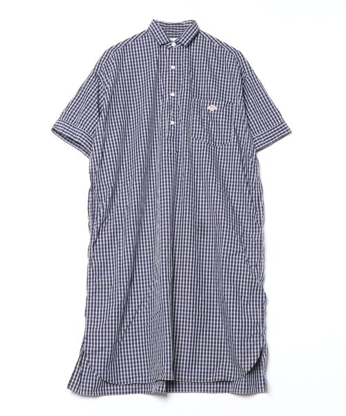 DANTON チェック柄 半袖シャツワンピース 36 Danton 「DANTON」 チェック柄シャツワンピース 36 ネイビー