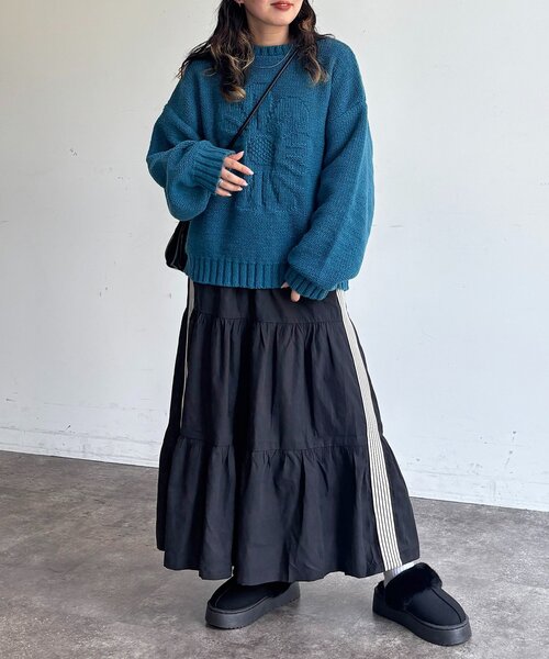 CPCM（シーピーシーエム） ニット セーター 同色花柄ジャガードニット
