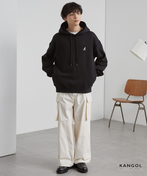 KANGOL（カンゴール） パーカー 別注 ロゴ ワンポイント刺繍 オーバー