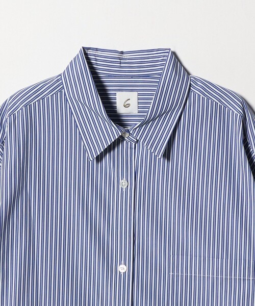 6 ブラウス シャツ 「6(ROKU)」コットン ストライプ クロップド シャツ