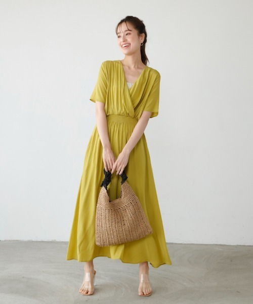 「M.deux」 半袖ワンピース MEDIUM ライトグリーン レディース_画像6