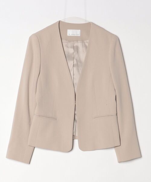 M-PREMIER（エムプルミエ） ノーカラージャケット 36 ベージュ