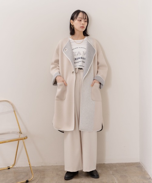 「Eimee Law」 ノーカラーコート 38 ブラック レディース_画像3