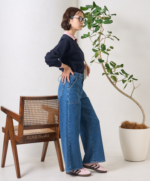 ワイドパンツ ジーンズ デニム デニムパンツ レディースの画像