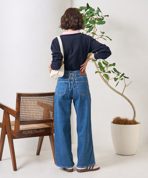 ワイドパンツ ジーンズ デニム デニムパンツ レディースの画像