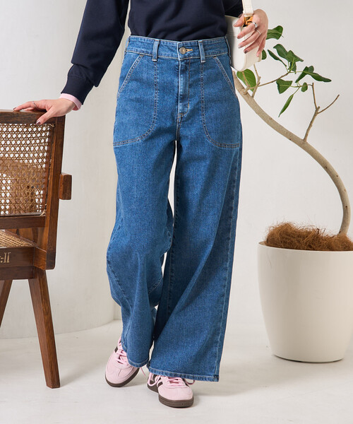ワイドパンツ ジーンズ デニム デニムパンツ レディースの画像