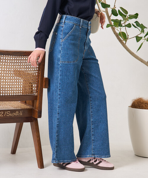 ワイドパンツ ジーンズ デニム デニムパンツ レディースの画像