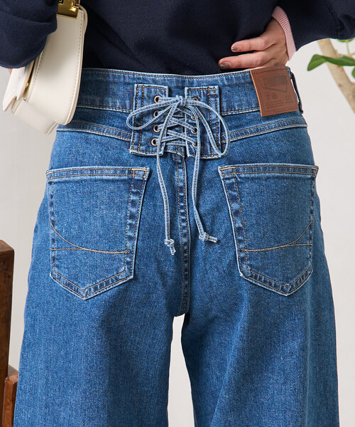 ワイドパンツ ジーンズ デニム デニムパンツ レディースの画像