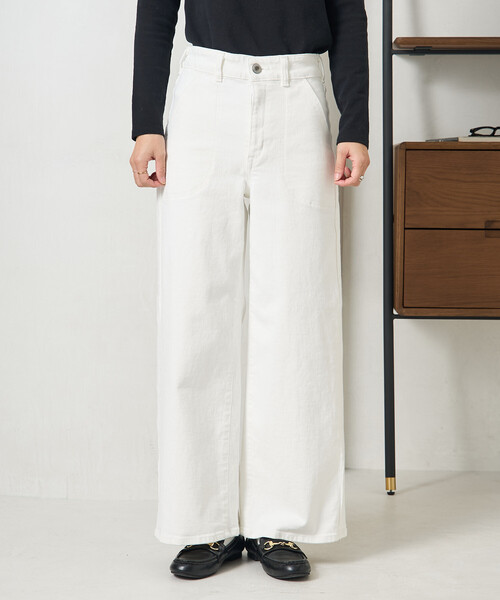 ワイドパンツ ジーンズ デニム デニムパンツ レディースの画像