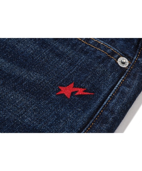 A BATHING APE デニム ファイヤースターペイント A BATHING APE（アベイシングエイプ） ジーンズ 13 OZ DENIM PANTS