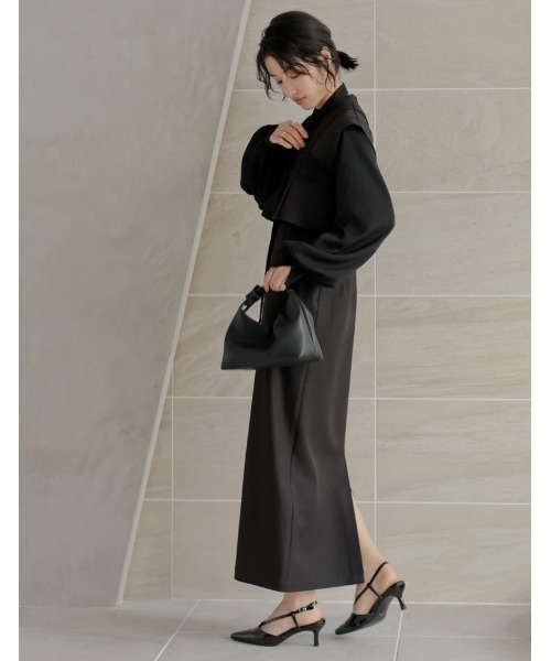 L'Appartement WIDE Rib Knit 新品未使用 ブラック LIP SERVICE（リップサービス） 長袖ワンピース FREE ブラック
