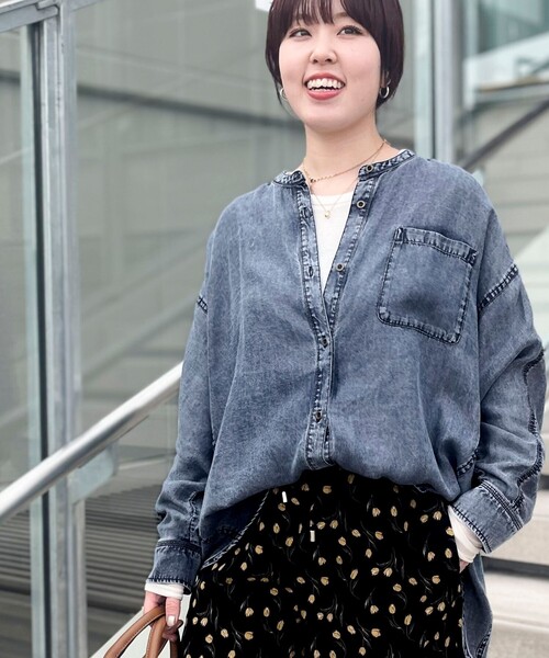 NOLLEY'S（ノーリーズ） ブラウス シャツ パウダーデニムドルマン