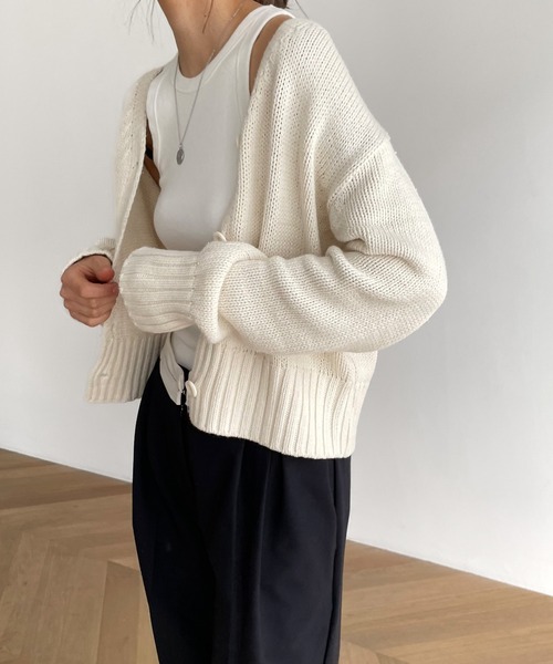 「CANAL JEAN」 ニットカーディガン ONE SIZE アイボリー レディース_画像2