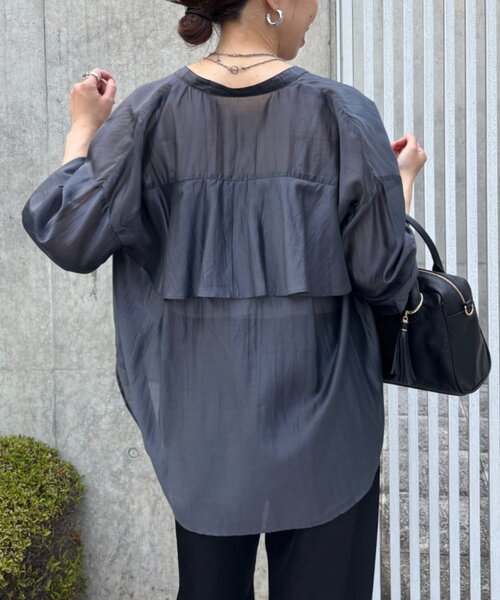 「Jena espace merveilleux」 長袖シャツ FREE チャコールグレー レディース_画像5