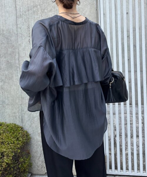 「Jena espace merveilleux」 長袖シャツ FREE チャコールグレー レディース_画像6