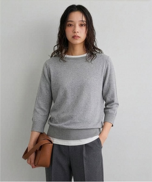 に　Tニット S ニッセン（nissen） ニット セーター 洗えるUVカット綿100