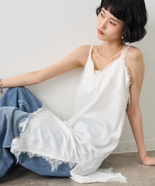 NOGLE ワンピース 「NOGLE/ノグル」サテンレースキャミミニワンピース