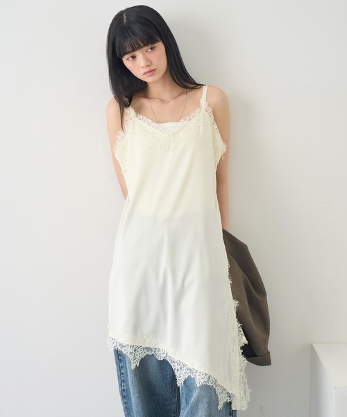 NOGLE ワンピース 「NOGLE/ノグル」サテンレースキャミミニワンピース