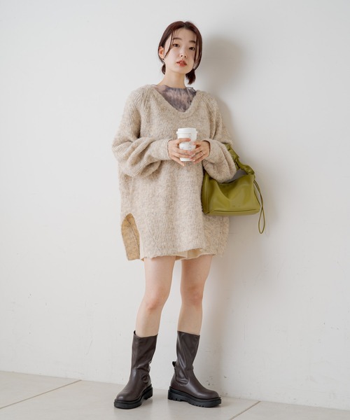カスタネ カノコロングニット Kastane（カスタネ） 長袖ニット FREE ブルー レディース : ZOZOTOWN