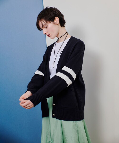 「allureville」 ニットカーディガン 2 ネイビー レディース_画像7