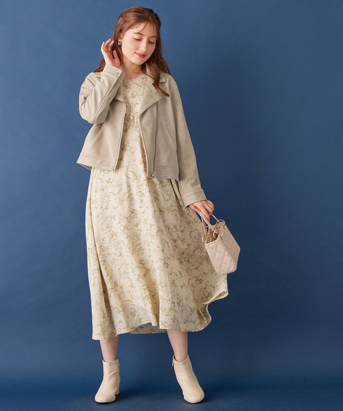 「alotta」 ライダースジャケット L グレイッシュベージュ レディース_画像3