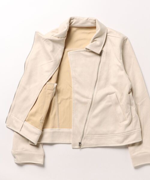 「alotta」 ライダースジャケット L グレイッシュベージュ レディース_画像6