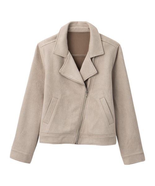 「alotta」 ライダースジャケット L グレイッシュベージュ レディース_画像7