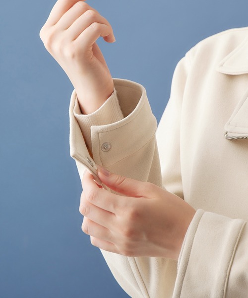 「alotta」 ライダースジャケット L グレイッシュベージュ レディース_画像8