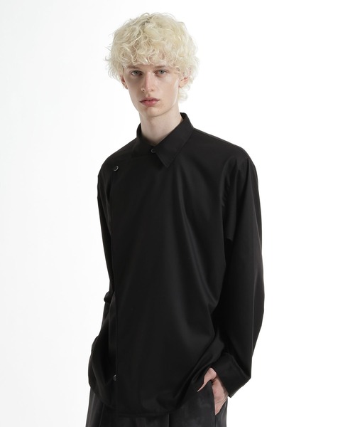 HARE ブラック　黒　シャツ HARE（ハレ） シャツ アシメフロントシャツ(HARE) メンズ レディース