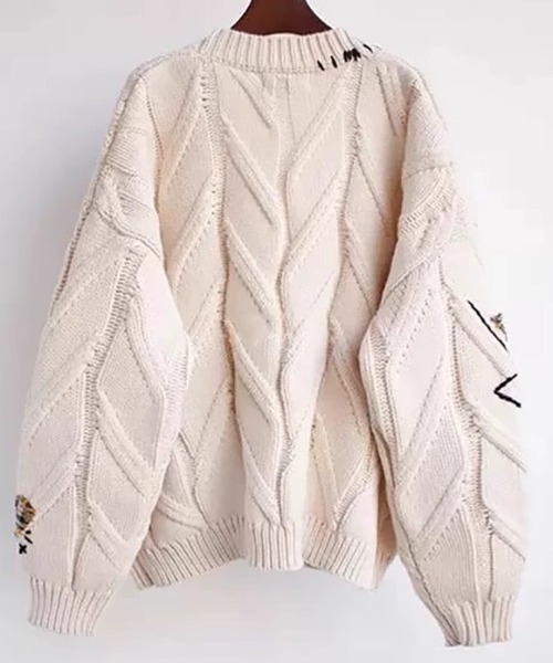 「CELENA BEATS」 ニットカーディガン FREE ホワイト レディース_画像2