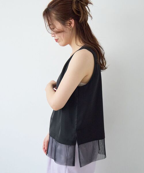 le.coeur blanc（ルクールブラン） タンクトップ ノースリーブ サテン