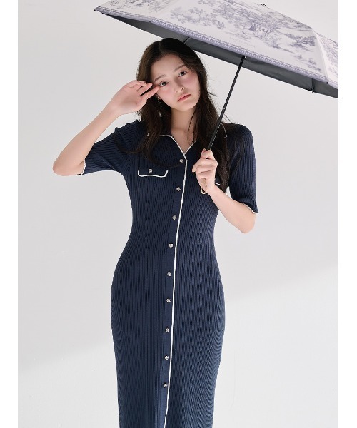 snidel ノースリーブフロントボタンニットワンピース ミックス SNIDEL（スナイデル） ノースリフロントボタンニットワンピース 24春夏