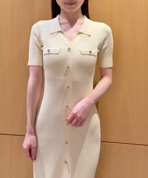 SNIDEL（スナイデル） ワンピース フロントボタンニットワンピース