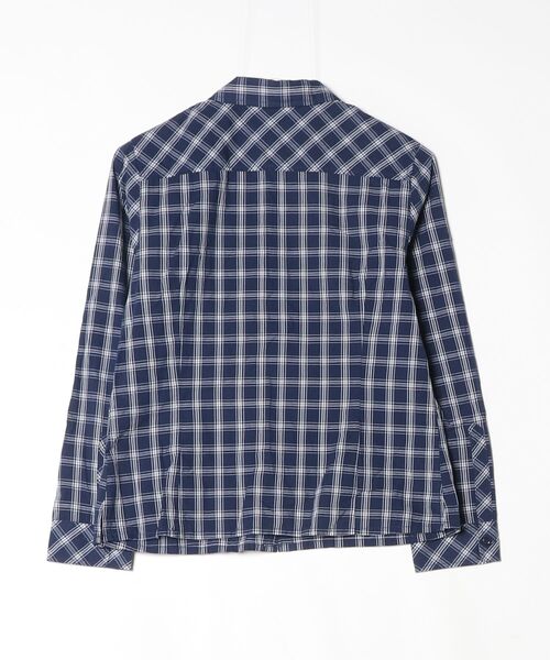 「Golden Bear」 チェック柄長袖シャツ L ネイビー レディース_画像2