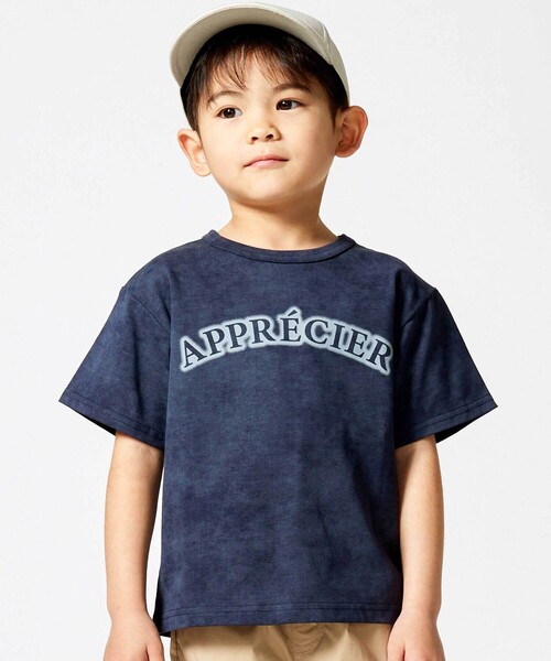 BeBe（ベベ） tシャツ ムラ染め天竺ロゴプリント半袖Tシャツ キッズ