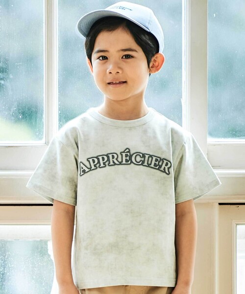 BeBe（ベベ） tシャツ ムラ染め天竺ロゴプリント半袖Tシャツ キッズ