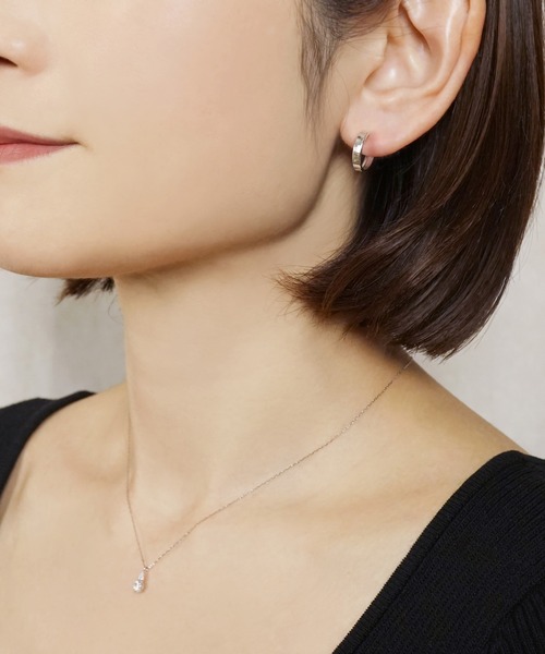 ピアス SV/K10 フラットライン ベーシックフープピアス レディースの画像