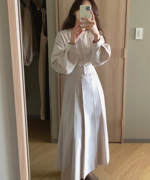 「LAUIR」 長袖ワンピース SMALL アイボリー レディース_画像6