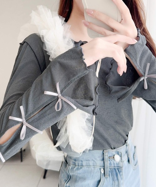 「mily bilet」 長袖カットソー X-LARGE チャコールグレー レディース_画像2