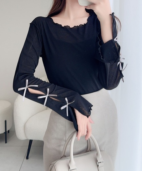 「mily bilet」 長袖カットソー X-LARGE チャコールグレー レディース_画像4