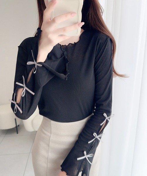 「mily bilet」 長袖カットソー X-LARGE チャコールグレー レディース_画像5