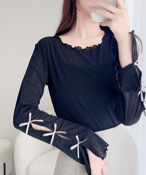「mily bilet」 長袖カットソー X-LARGE チャコールグレー レディース_画像8