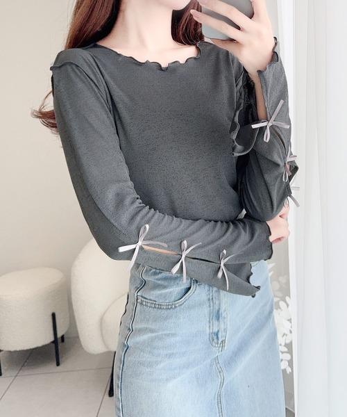 「mily bilet」 長袖カットソー X-LARGE チャコールグレー レディース_画像9