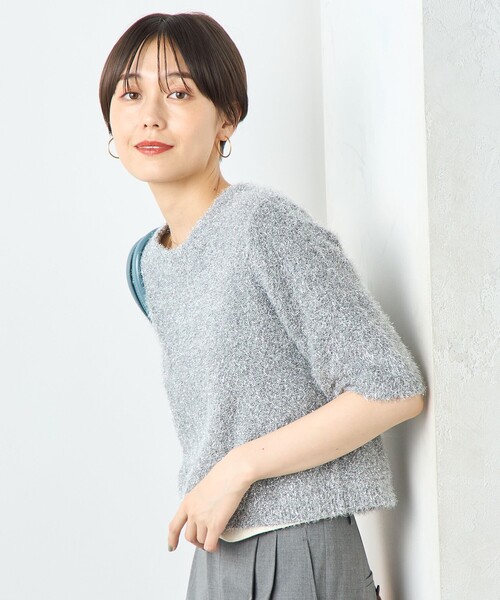 「NOLLEY'S Sophi」 半袖ニット 38 ブラウン メンズ_画像2