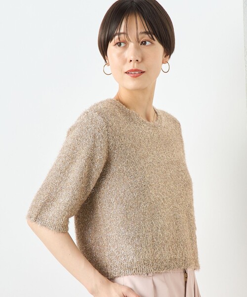 「NOLLEY'S Sophi」 半袖ニット 38 ブラウン メンズ_画像8