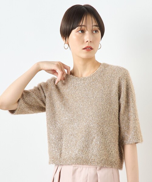 「NOLLEY'S Sophi」 半袖ニット 38 ブラウン メンズ_画像9