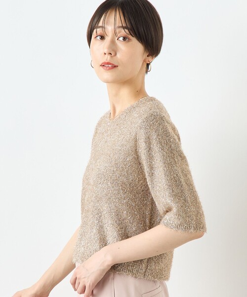 「NOLLEY'S Sophi」 半袖ニット 38 ブラウン メンズ_画像10