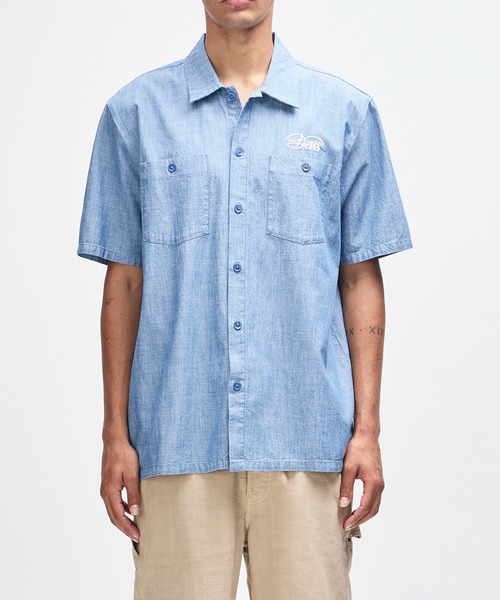 シャツ 半袖 FORECOURT CHAMBRAY SHIRT　シャンブレーシャツ　リラックスフィット メンズ