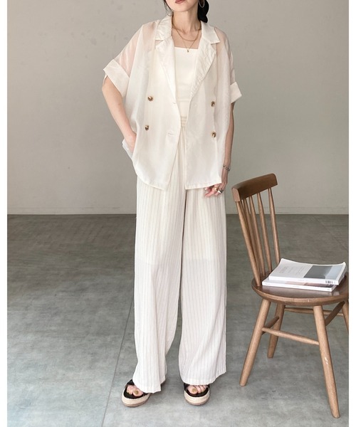♥️ 新品未使用♥️MICALLEシースルー袖オーバーサイズテーラードジャケット春夏 She's Closet ジャケット テーラードジャケット 半袖 オーバーサイズ
